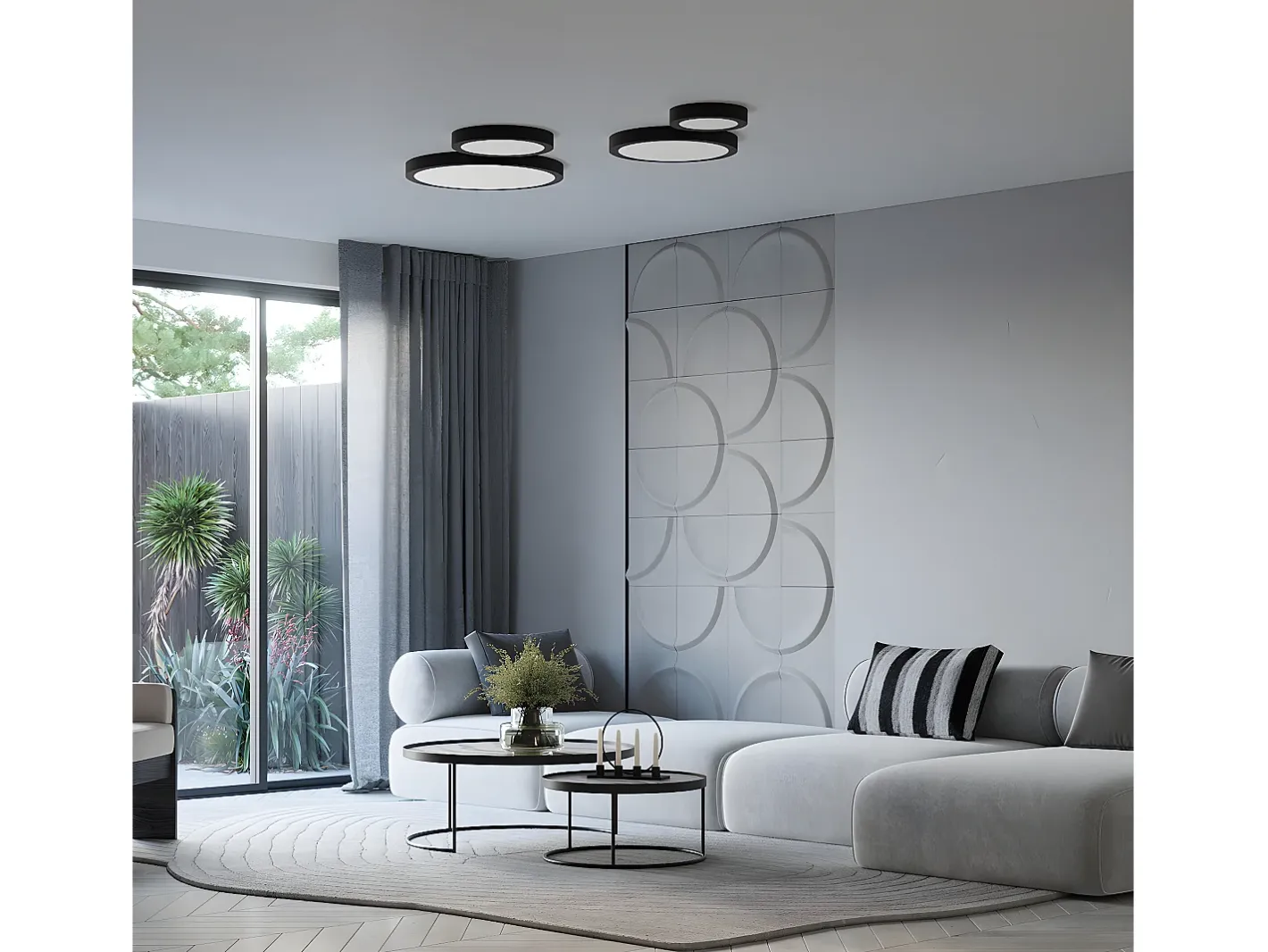 Sollux Lighting Plafón-Lámparas De Techo Onyx Minimalista De Aluminio - 1 Fuentes Luminosas - L.60 X A.6 Cm - Negro