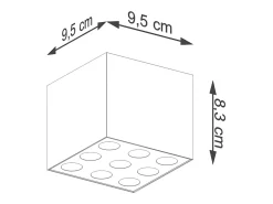 Sollux Lighting Plafón-Lámparas De Techo Ozzy Minimalista De Aluminio - 9 Fuentes Luminosas - L.9,5 X A.8,3 Cm - Negro