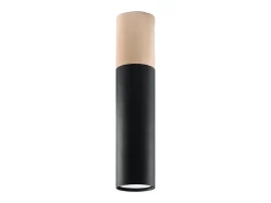 Sollux Lighting Lámparas de techo Poblano moderno de acero/madera - 1 fuentes luminosas 4000K - L.6 x A.30 cm - madera natural/negro Color natural claro