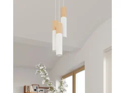 Best Sollux Lighting Lámparas de techo Poblano moderno de acero/madera - 1 fuentes luminosas 3000K - L.6 x A.30 cm - madera natural/blanco Color natural claro