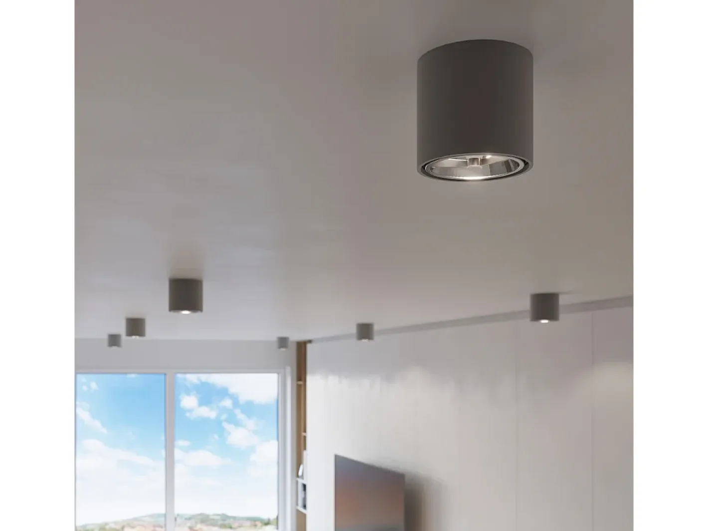 Sollux Lighting Plafón-Lámparas de techo Qioli moderno de aluminio - 1 fuentes luminosas 4000K - L.12 x A.11 cm - Gris