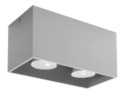 Sollux Lighting Plafón-Lámparas de techo Quadx maxi moderno de aluminio - 2 fuentes luminosas 3000K - L.20 x A.10 cm - Gris