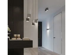 Sollux Lighting Plafón-Lámparas de techo Quadx moderno de aluminio - 1 fuentes luminosas 3000K - L.10 x A.10 cm - Gris