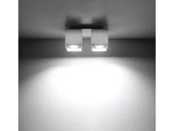 Sollux Lighting Plafón-Lámparas de techo Quadx moderno de aluminio - 2 fuentes luminosas 4000K - L.26 x A.12 cm - Blanco