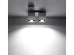 Sollux Lighting Plafón-Lámparas de techo Quadx moderno de aluminio - 2 fuentes luminosas 4000K - L.26 x A.12 cm - Gris