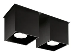 Sollux Lighting Plafón-Lámparas de techo Quadx moderno de aluminio - 2 fuentes luminosas 3000K - L.26 x A.12 cm - Negro