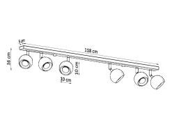 Sollux Lighting Plafón-Lámparas de techo Rayis moderno de acero - 6 fuentes luminosas 3000K - L.118 x A.16 cm - Blanco
