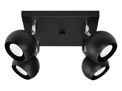 Sollux Lighting Lámparas de techo Rayis moderno de acero - 4 fuentes luminosas 4000K - L.25 x A.16 cm - Negro New