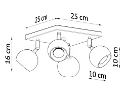 Sollux Lighting Lámparas de techo Rayis moderno de acero - 4 fuentes luminosas 4000K - L.25 x A.16 cm - Negro New