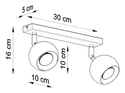 Online Sollux Lighting Lámparas de techo Rayis moderno de acero - 2 fuentes luminosas 4000K - L.30 x A.16 cm - Negro