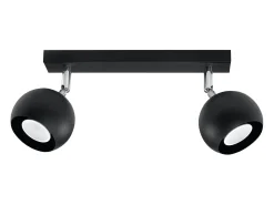 New Sollux Lighting Lámparas de techo Rayis moderno de acero - 2 fuentes luminosas 3000K - L.30 x A.16 cm - Negro