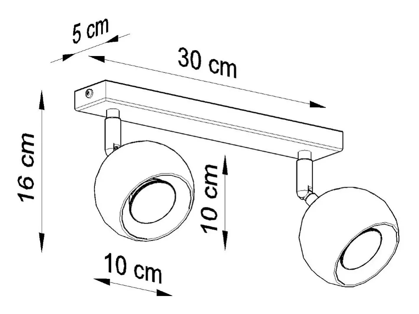 Sollux Lighting Lámparas de techo Rayis moderno de acero - 2 fuentes luminosas 4000K - L.30 x A.16 cm - Blanco