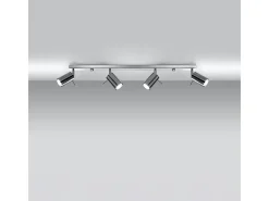 Sollux Lighting Plafón-Lámparas De Techo Ring Moderno De Acero - 4 Fuentes Luminosas - L.80 X A.16 Cm - Cromo Gris