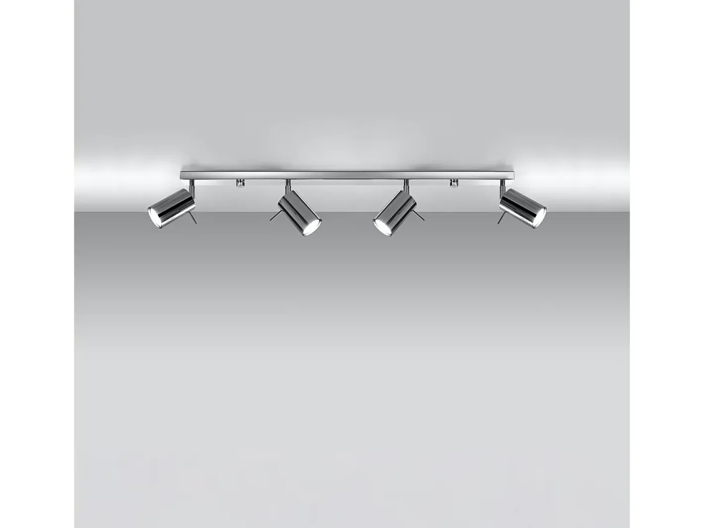 Sollux Lighting Plafón-Lámparas De Techo Ring Moderno De Acero - 4 Fuentes Luminosas - L.80 X A.16 Cm - Cromo Gris