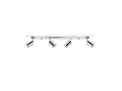Sollux Lighting Plafón-Lámparas De Techo Ring Moderno De Acero - 4 Fuentes Luminosas - L.80 X A.16 Cm - Cromo Gris