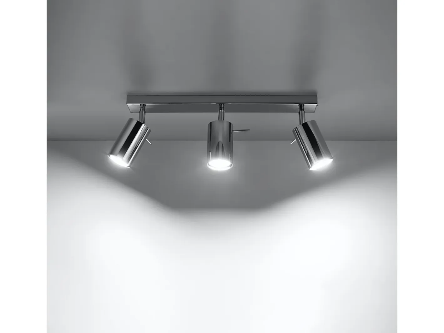 Outlet Sollux Lighting Lámparas De Techo Ring Moderno De Acero - 3 Fuentes Luminosas - L.45 X A.16 Cm - Cromo Gris