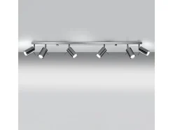 Sollux Lighting Plafón-Lámparas De Techo Ring Moderno De Acero - 6 Fuentes Luminosas - L.118 X A.16 Cm - Cromo Gris