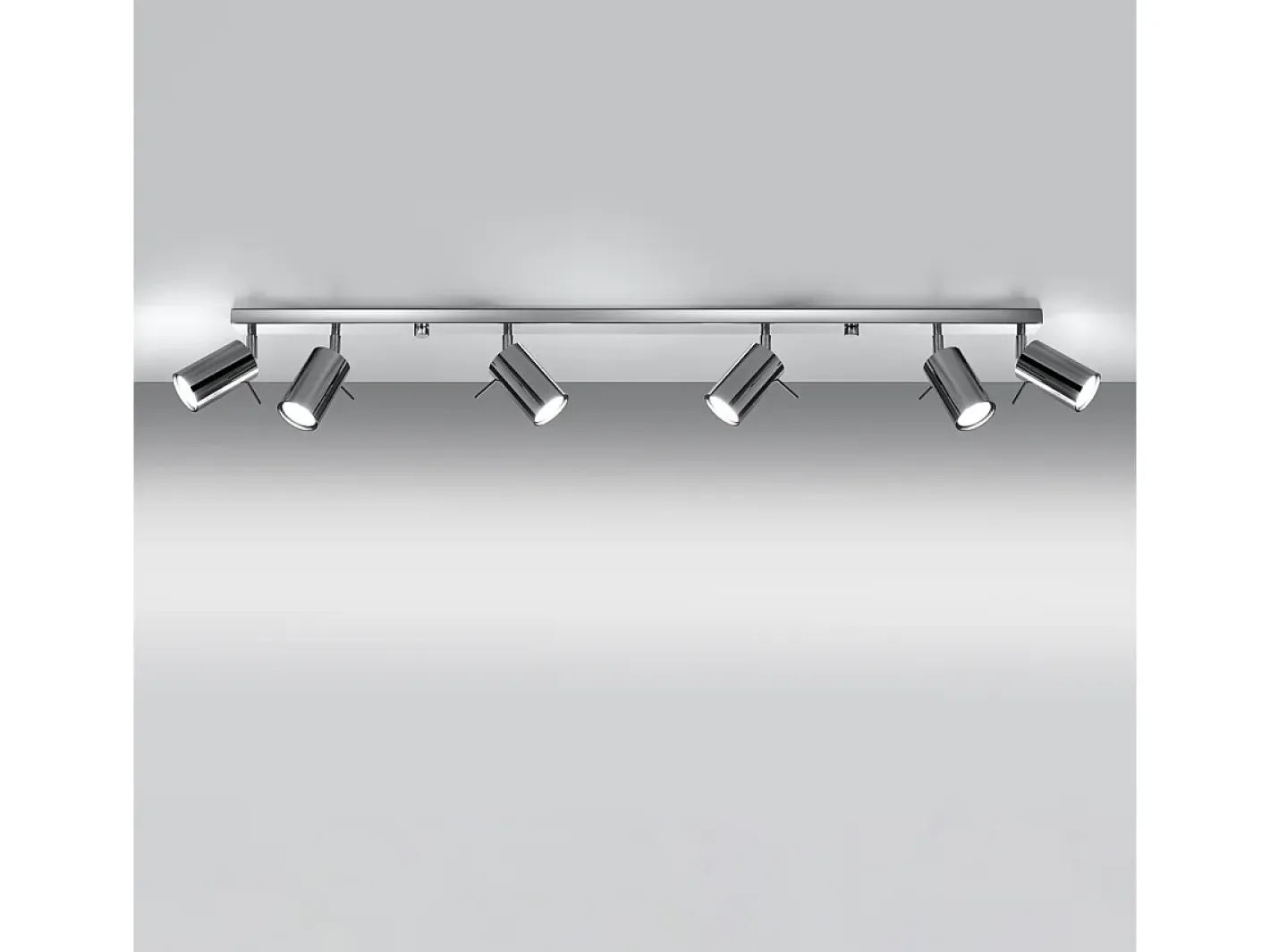 Sollux Lighting Plafón-Lámparas De Techo Ring Moderno De Acero - 6 Fuentes Luminosas - L.118 X A.16 Cm - Cromo Gris
