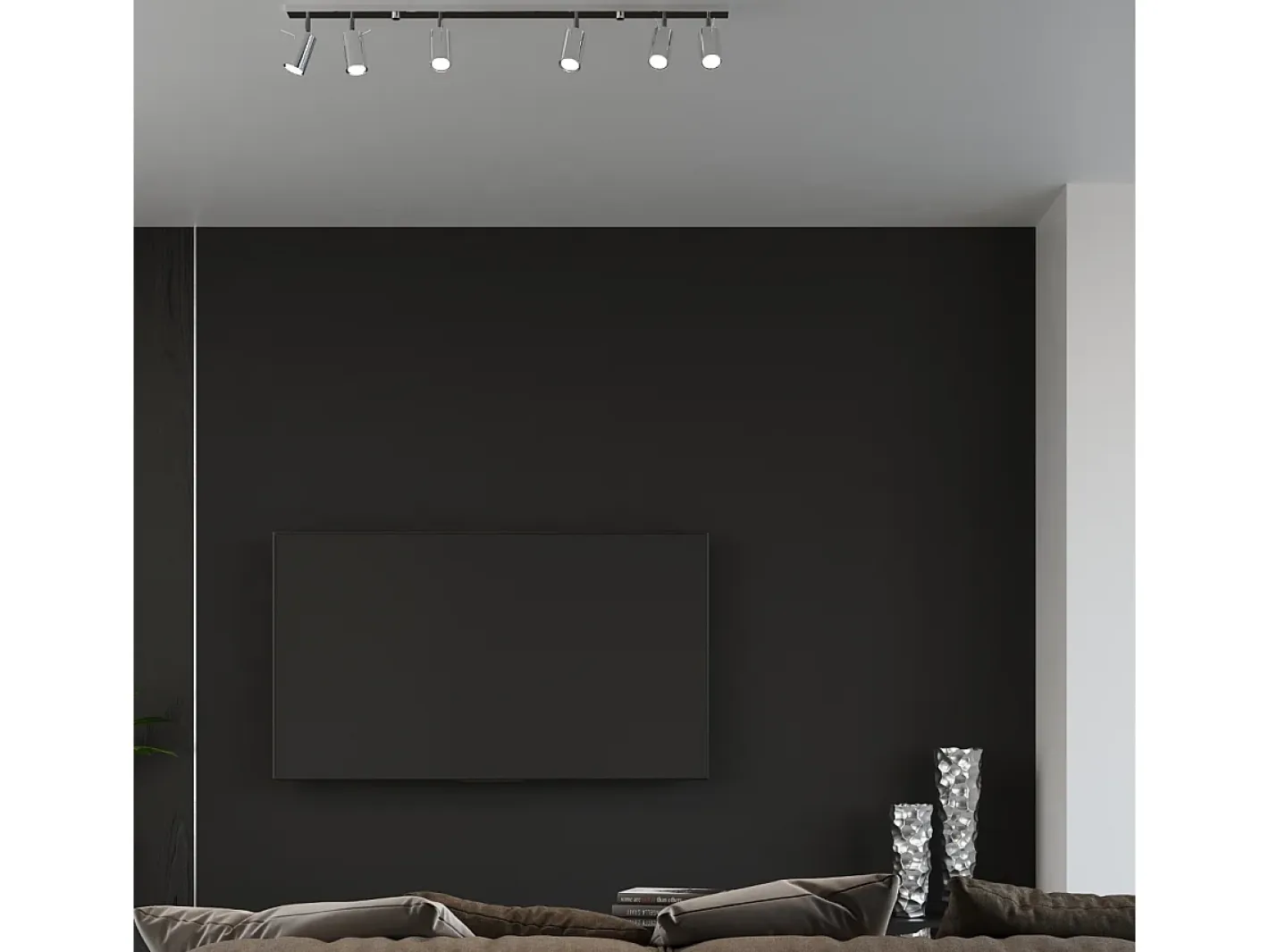 Sollux Lighting Plafón-Lámparas De Techo Ring Moderno De Acero - 6 Fuentes Luminosas - L.118 X A.16 Cm - Cromo Gris