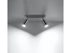 Sollux Lighting Lámparas De Techo Ring Moderno De Acero - 2 Fuentes Luminosas - L.30 X A.16 Cm - Cromo Gris Sale