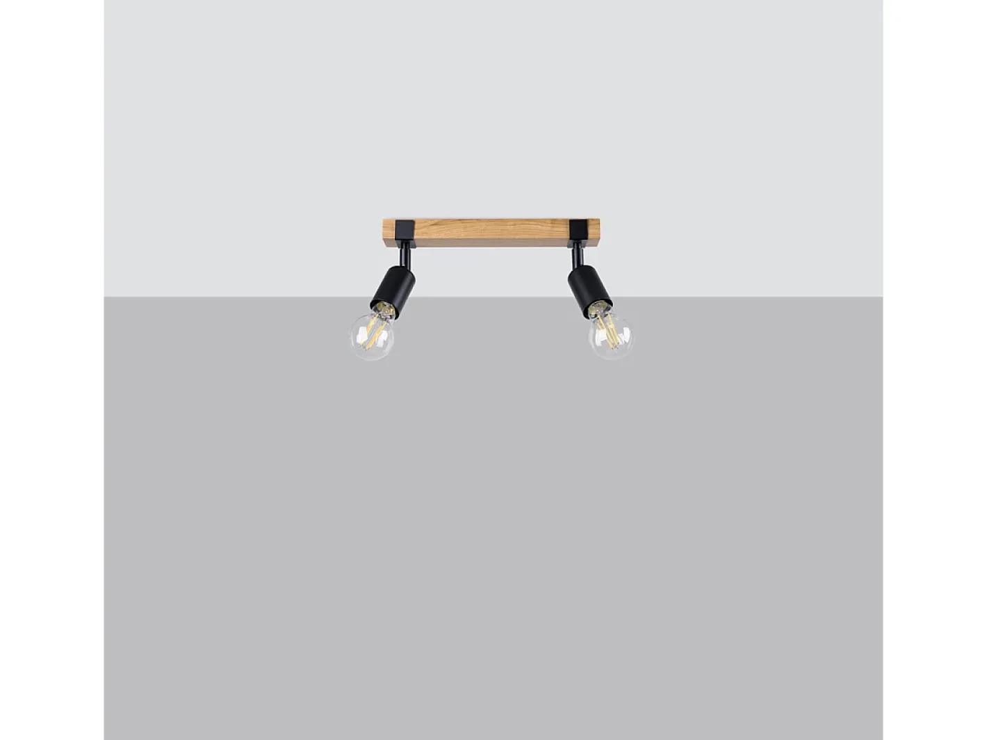 Sollux Lighting Lámparas de techo Shad moderno de acero/madera - 2 fuentes luminosas 3000K - L.38 x A.14 cm - madera negra Negro Best