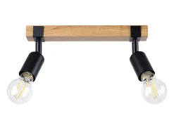 Sollux Lighting Lámparas de techo Shad moderno de acero/madera - 2 fuentes luminosas 3000K - L.38 x A.14 cm - madera negra Negro Best
