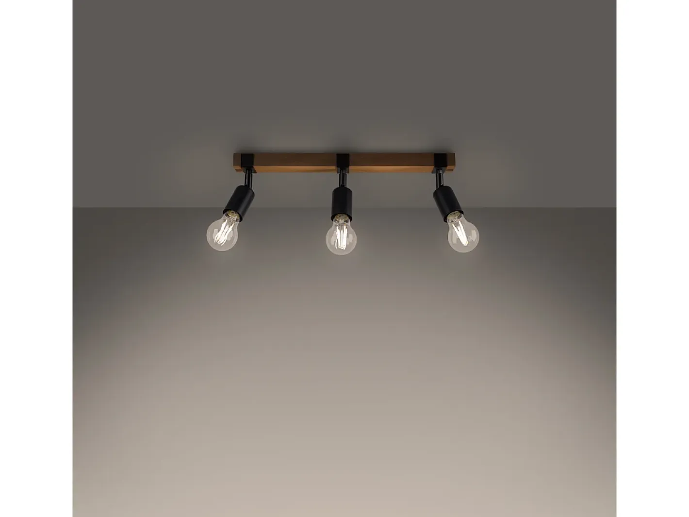 Sollux Lighting Lámparas de techo Shad moderno de acero/madera - 3 fuentes luminosas 4000K - L.53 x A.14 cm - madera negra Negro Discount