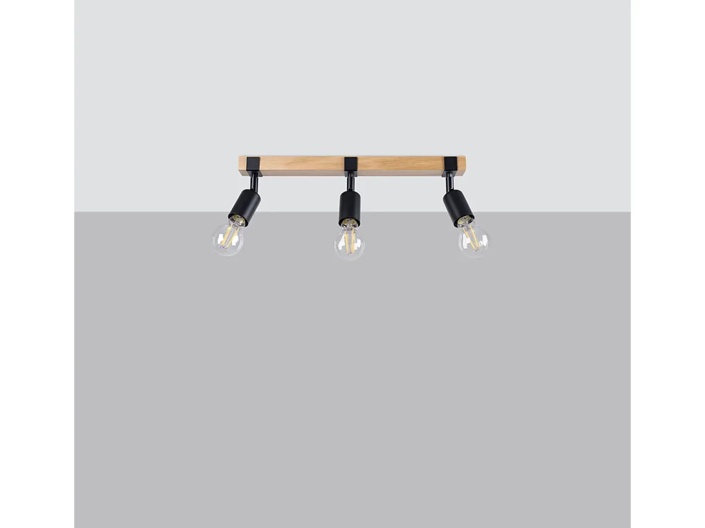 Clearance Sollux Lighting Lámparas de techo Shad moderno de acero/madera - 3 fuentes luminosas 3000K - L.53 x A.14 cm - madera negra Negro