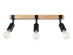 Clearance Sollux Lighting Lámparas de techo Shad moderno de acero/madera - 3 fuentes luminosas 3000K - L.53 x A.14 cm - madera negra Negro