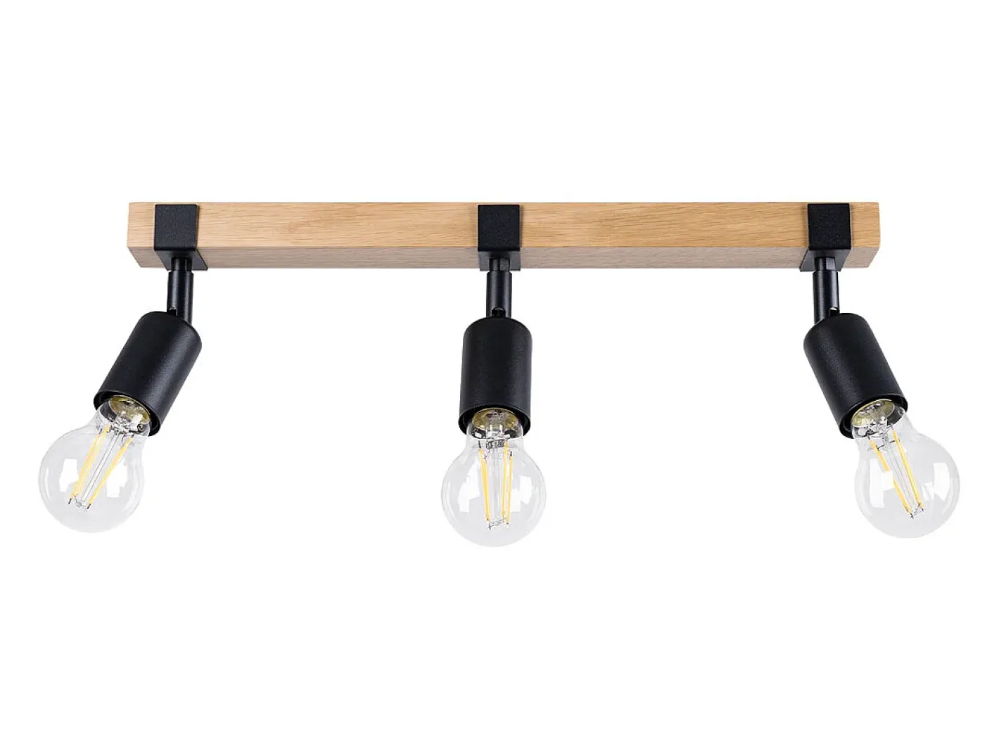 Clearance Sollux Lighting Lámparas de techo Shad moderno de acero/madera - 3 fuentes luminosas 3000K - L.53 x A.14 cm - madera negra Negro