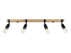 Sollux Lighting Lámparas de techo Shad moderno de acero/madera - 4 fuentes luminosas 4000K - L.89 x A.14 cm - madera negra Negro Outlet