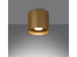 Sollux Lighting Plafón-Lámparas de techo Shiis minimalista de aluminio - 1 fuentes luminosas 4000K - L.12 x A.11 cm - Dorado