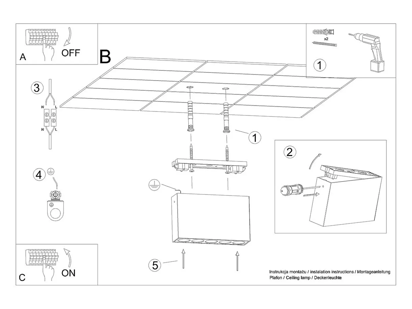Sale Sollux Lighting Lámparas De Techo Sole Minimalista De Aluminio - 5 Fuentes Luminosas - L.13,7 X A.8,3 Cm - Negro