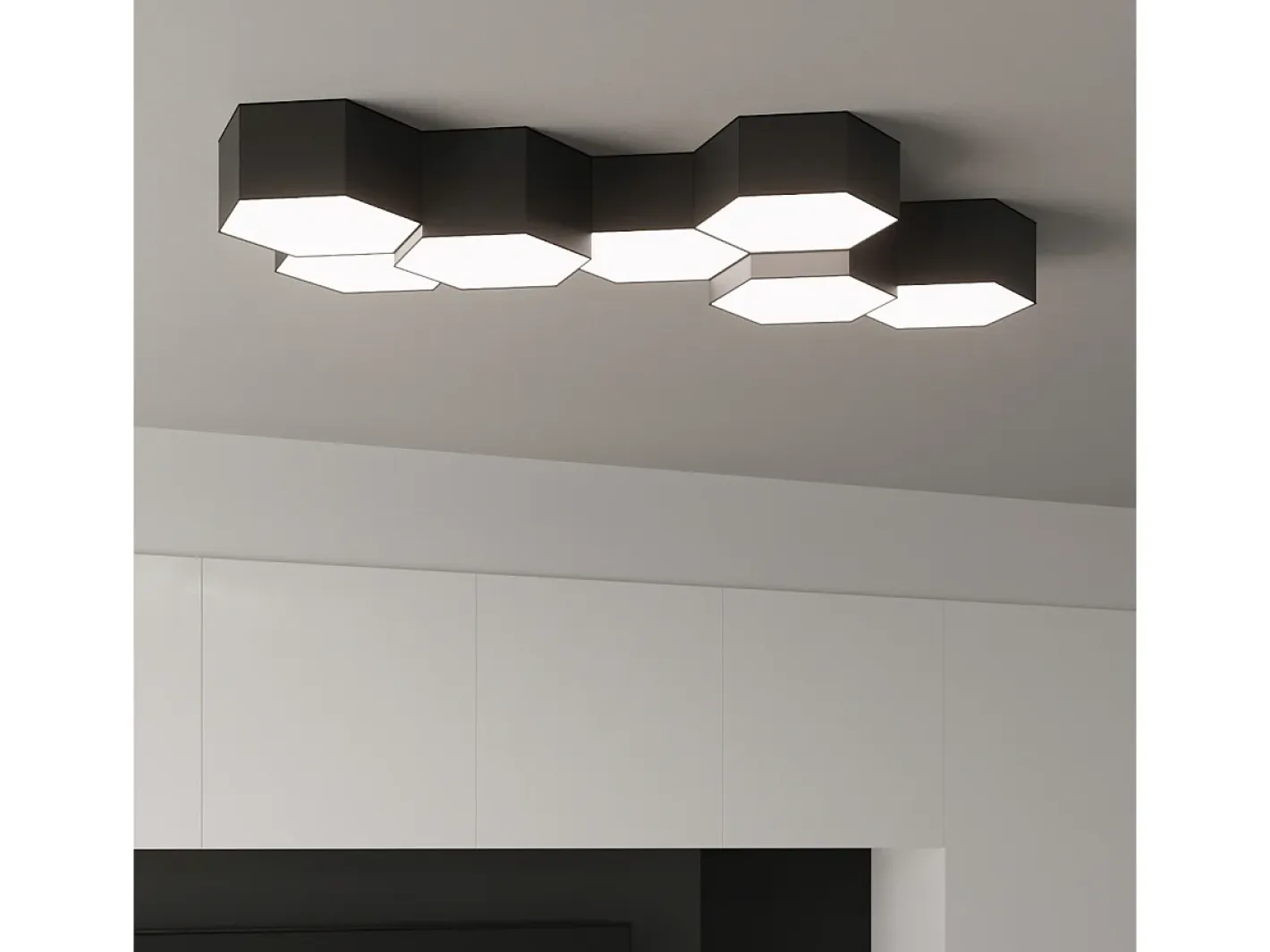 Sollux Lighting Plafón-Lámparas de techo Solinia moderno de CLORURO DE POLIVINILO - 2 fuentes luminosas 4000K - L.30,5 x A.11,5 cm - Negro