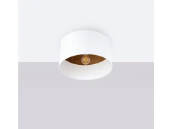 Sollux Lighting Lámparas de techo Straylon escandinavo de tela/madera/acero - 1 fuentes luminosas 3000K - L.35 x A.20 cm - /marrón oscuro Blanco Hot