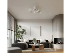 Sollux Lighting Lámparas de techo Straylon escandinavo de tela/madera/acero - 1 fuentes luminosas 3000K - L.35 x A.20 cm - /marrón oscuro Blanco Hot