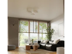 Sollux Lighting Lámparas de techo Straylon escandinavo de tela/madera/acero - 1 fuentes luminosas 3000K - L.35 x A.20 cm - /marrón oscuro Blanco Hot