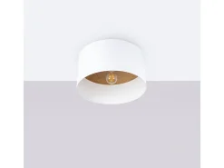 Outlet Sollux Lighting Lámparas de techo Straylon escandinavo de tela/madera/acero - 1 fuentes luminosas 3000K - L.35 x A.20 cm - /marrón claro Blanco