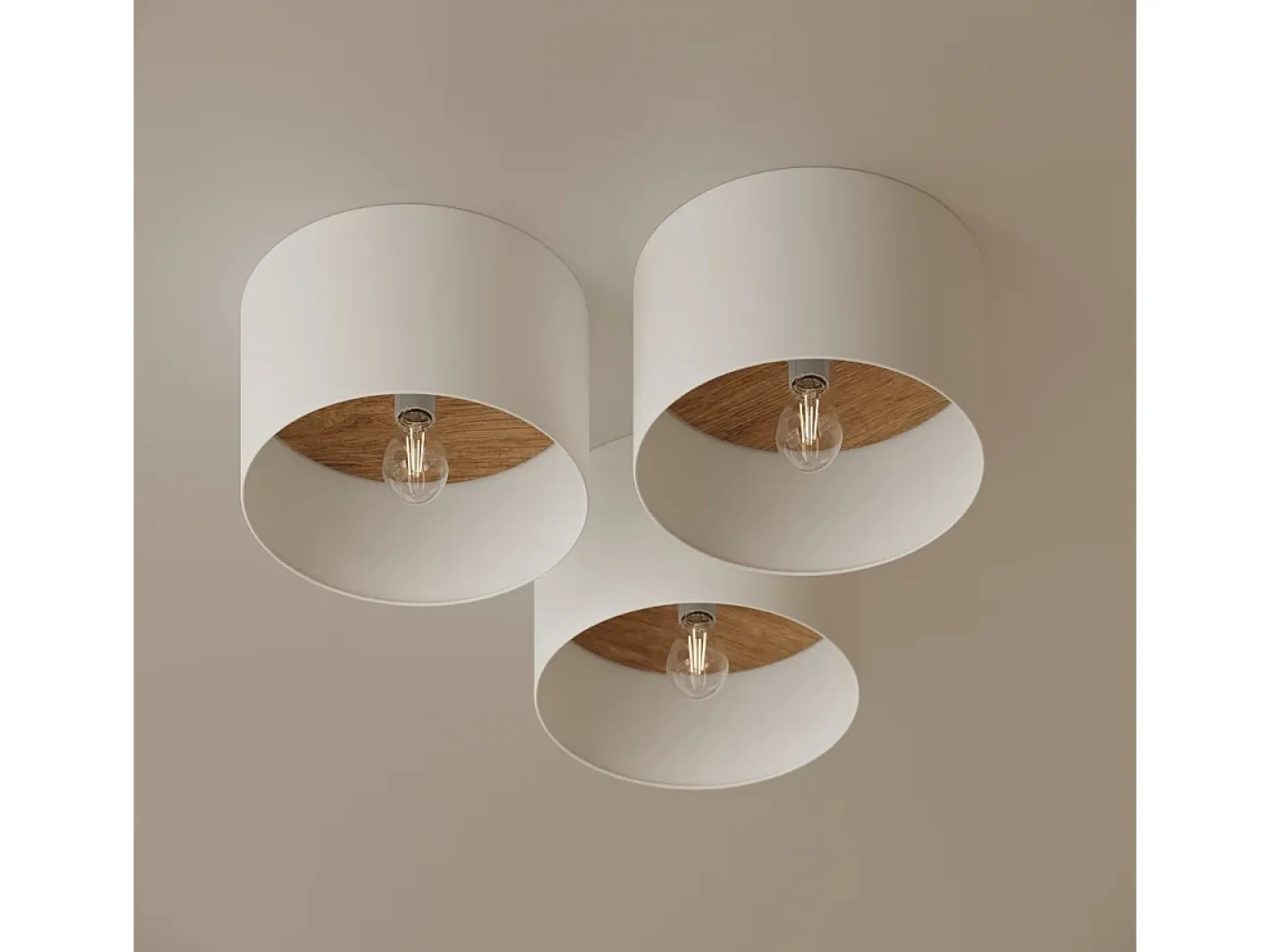 Outlet Sollux Lighting Lámparas de techo Straylon escandinavo de tela/madera/acero - 1 fuentes luminosas 3000K - L.35 x A.20 cm - /marrón claro Blanco