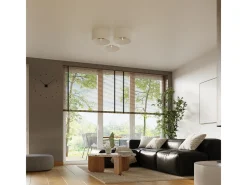 Outlet Sollux Lighting Lámparas de techo Straylon escandinavo de tela/madera/acero - 1 fuentes luminosas 3000K - L.35 x A.20 cm - /marrón claro Blanco
