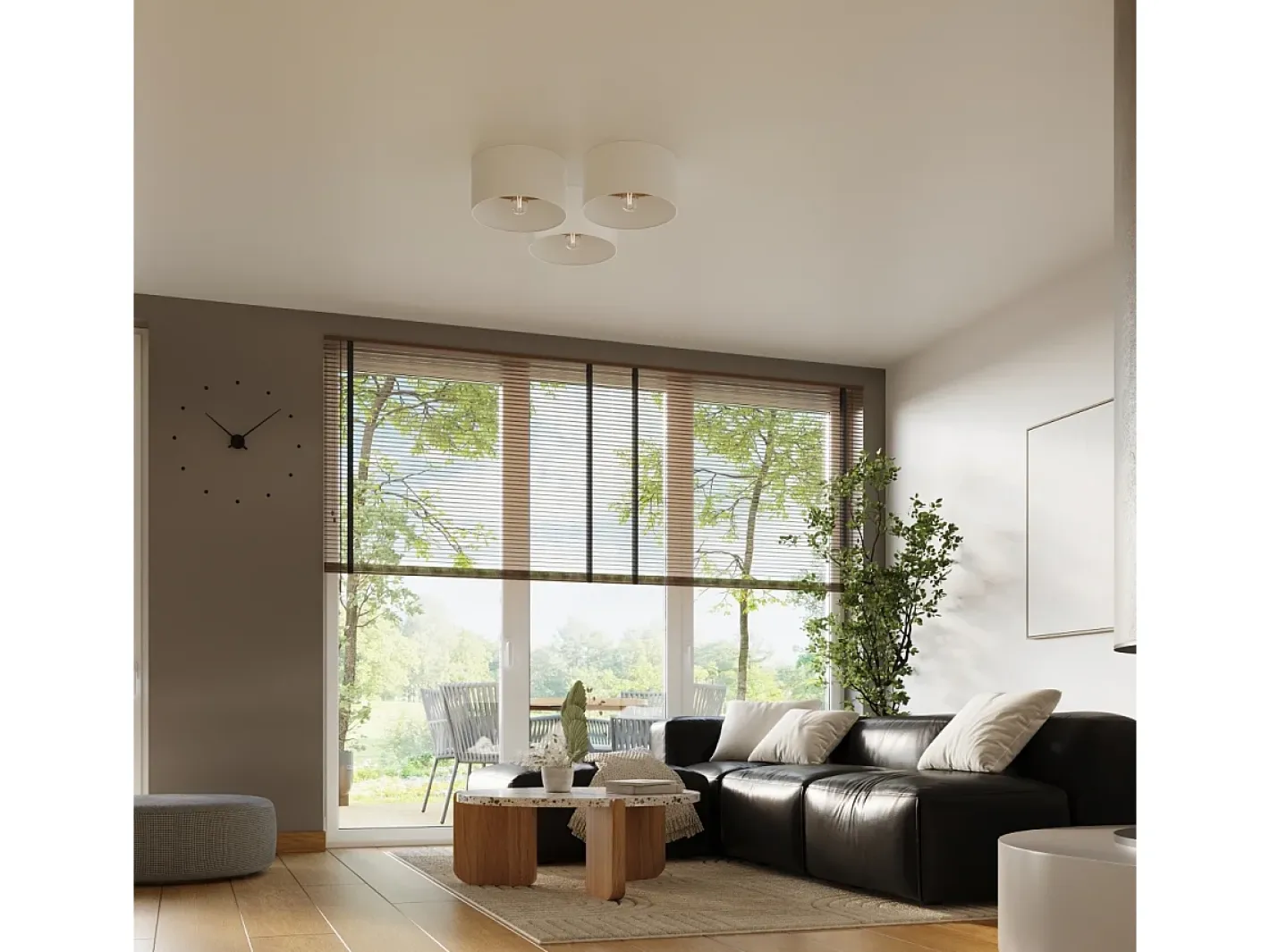 Outlet Sollux Lighting Lámparas de techo Straylon escandinavo de tela/madera/acero - 1 fuentes luminosas 3000K - L.35 x A.20 cm - /marrón claro Blanco