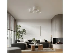 Sollux Lighting Lámparas de techo Straylon escandinavo de tela/madera/acero - 1 fuentes luminosas 4000K - L.35 x A.20 cm - /marrón claro Blanco New