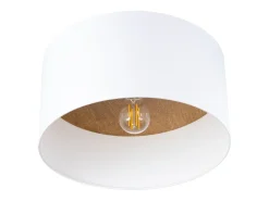 Sollux Lighting Lámparas de techo Straylon escandinavo de tela/madera/acero - 1 fuentes luminosas 4000K - L.35 x A.20 cm - /marrón claro Blanco New