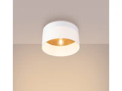 Sollux Lighting Lámparas de techo Straylon escandinavo de tela/madera/acero - 1 fuentes luminosas 4000K - L.35 x A.20 cm - /marrón claro Blanco New