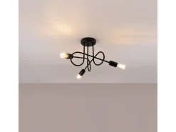 Sollux Lighting Plafón-Lámparas De Techo Supeł Industrial De Acero - 3 Fuentes Luminosas - L.45 X A.35 Cm - Negro