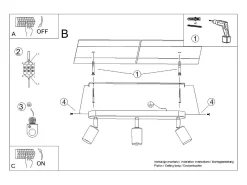 Sollux Lighting Plafón-Lámparas de techo Synfex minimalista de acero - 3 fuentes luminosas 3000K - L.40 x A.13,5 cm - Negro