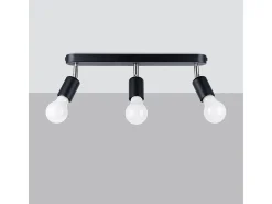 Sollux Lighting Plafón-Lámparas de techo Synfex minimalista de acero - 3 fuentes luminosas 3000K - L.40 x A.13,5 cm - Negro