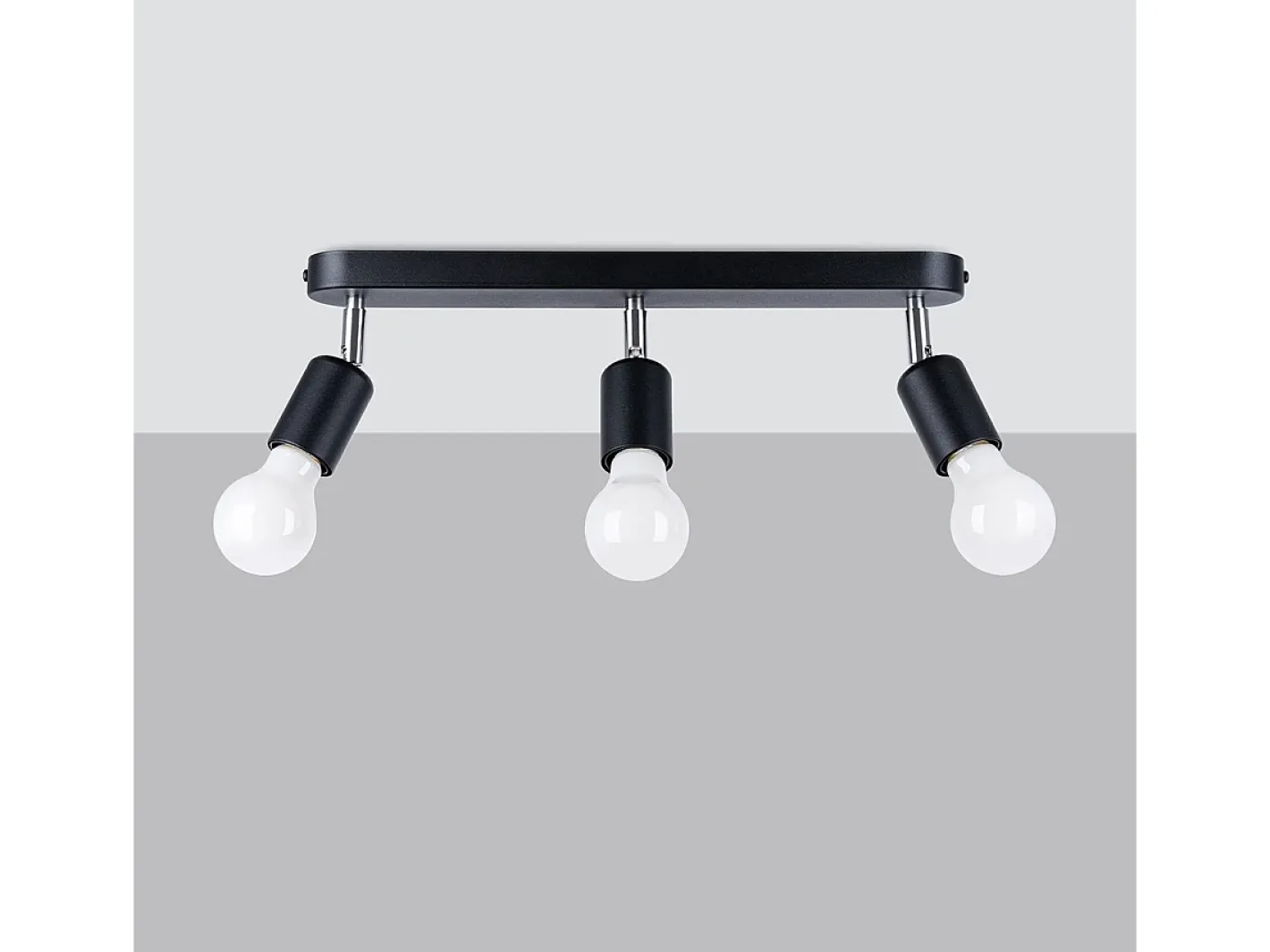 Sollux Lighting Plafón-Lámparas de techo Synfex minimalista de acero - 3 fuentes luminosas 3000K - L.40 x A.13,5 cm - Negro