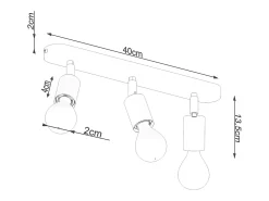Sollux Lighting Plafón-Lámparas de techo Synfex minimalista de acero - 3 fuentes luminosas 3000K - L.40 x A.13,5 cm - Negro