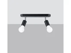 Sollux Lighting Lámparas de techo Synfex minimalista de acero - 2 fuentes luminosas 3000K - L.33 x A.13,5 cm - Negro Outlet